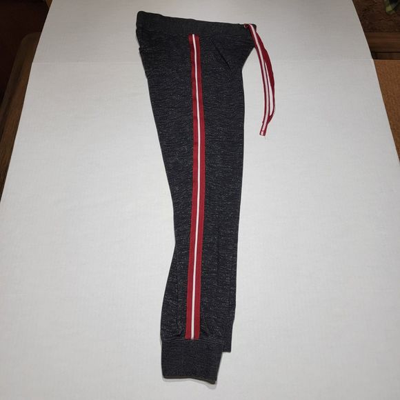 Love Me By Reflex Jogger Sweat Pants Black w/ Burgundy Stripe & Tie - Size Large - Picture 6 of 7